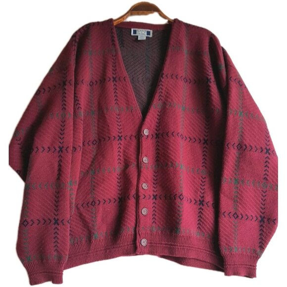 Sutter & Grant Other - Vintage Mens Size XL Grandpa Chunky Tartan Plaid Heavyweight Warm Golf Cardigan
